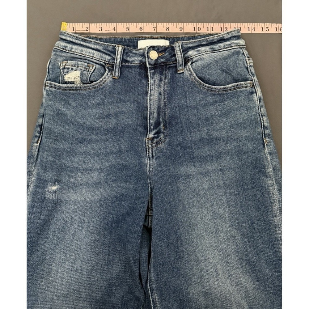 Vervet Blue Jeans Womens Size 26 Distressed Wide Leg Raw Hem Medium Wash Denim - Picture 4 of 12